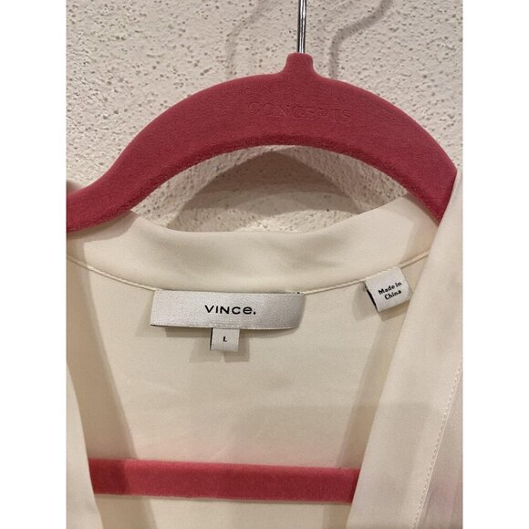 Vince Blouse Womens Large Silk Blend Short Sleeve Draped Relaxed Top VS91712175 - Picture 3 of 6